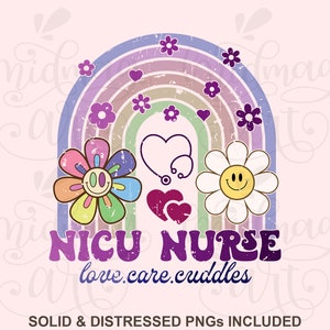 NICU Nurse Rainbow png svg, NICU Nurse png, Boho Nurse Rainbow Sublimation Design,  Nicu Nurse Sublimation DTG Design, Rainbow Nurse Design