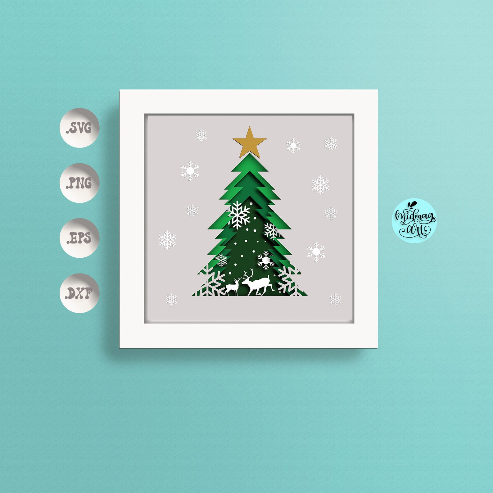 Christmas Tree Shadow Box Svg Christmas Scene Shadow Box Svg Etsy