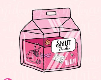Smut Reader Drink Box PNG, Cute Trendy Popular Creative Pink Bookish Book Lover Png design for Stickers, Bookmarks, Commercial use