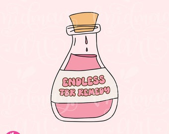 Endless TBR Remedy PNG, Cute Creative Bookworm Sublimation, Perfect Design for Stickers, Bookmarks, T-shirts, Tote Bags, Commercial use