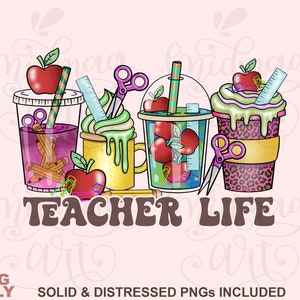Teacher life coffee cups png sublimation design download, Teacher&#39;s Day png, coffee love png, Teacher coffee png, sublimate designs download