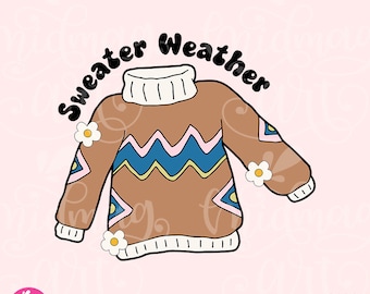 Sweater Weather PNG, Cute Autumn Fall Vibes Sublimation Design, Best Design for Stickers, Stickers, Mugs and more for Commercial Use