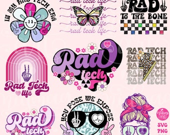 Retro Rad Tech SVG PNG Bundle, X Ray Cutfiles, Digital Download Png, Ultrasound Png, Instant Download, Commercial use