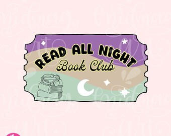Lea todo Night Book Club Png, Book Lover Sublimation, Bookish Png, Lo mejor para camisas, pegatinas, marcadores y más para uso comercial