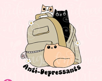 PNG antidepressivi, questioni di salute mentale, design carino per camicie, adesivi, tazze, borse, portachiavi e altro per uso commerciale
