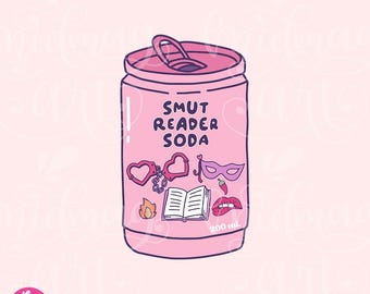 Smut Reader Soda Png, Smutty Bookish energy drink PNG, Book lover clipart, Soda can png, Cute trendy Aesthetic bookish design, Girly bookish