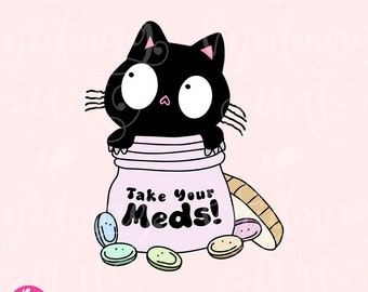 Take Your Meds Png, Mental Health Matters, Serotonina, Antydepresant, Idealny na koszulki, naklejki, kubki i inne do użytku komercyjnego