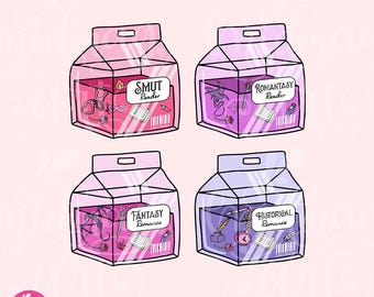 Bookish Drink Box PNG Bundle, Extra Spicy Books Reader, Cute Trendy Aesthetic Popular Bookish png for Stickers, Bookmarks, Commercial Use