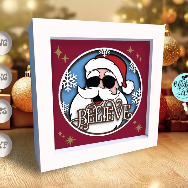 Believe shadow box svg, christmas scene Shadow Box Svg, paper cut svg, Cardstock Svg, Silhouette Files, paper craft svg, america map svg
