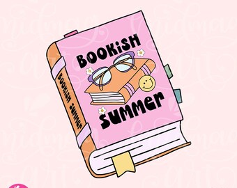 Bookish Summer PNG, Bookish png, Digital Download Art for T-shirt, Sticker, Mug and More, Commercial use