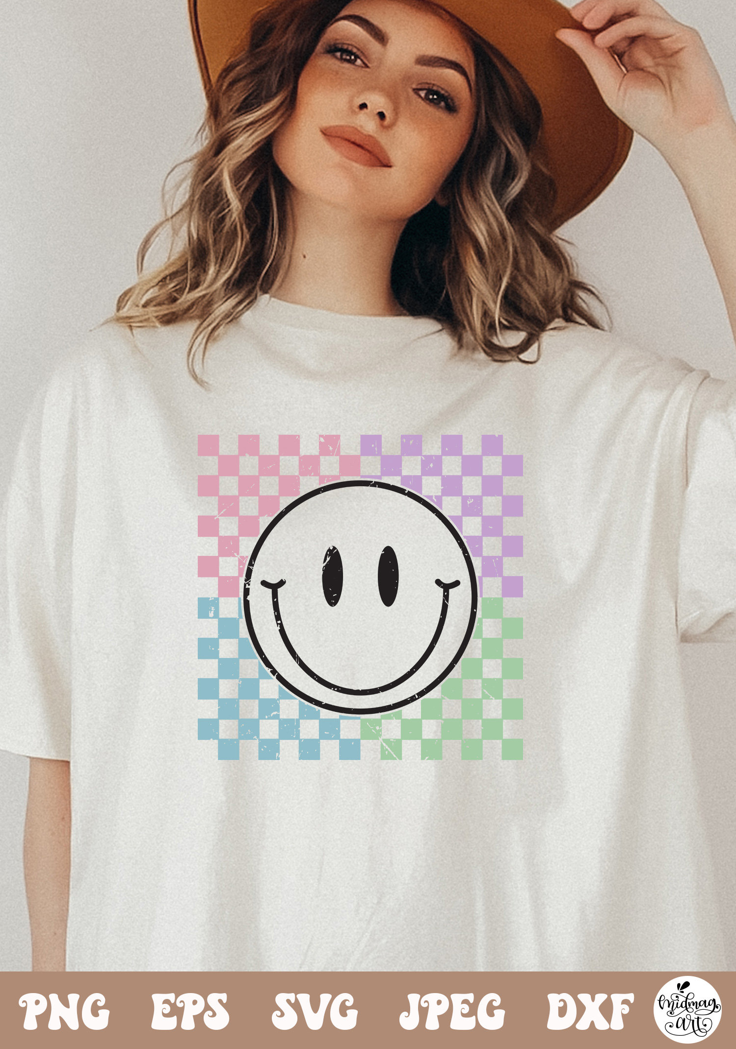 Checkered Smiley Face SVG PNG, Hippie Svg, Retro Svg, Retro Smiley Face ...