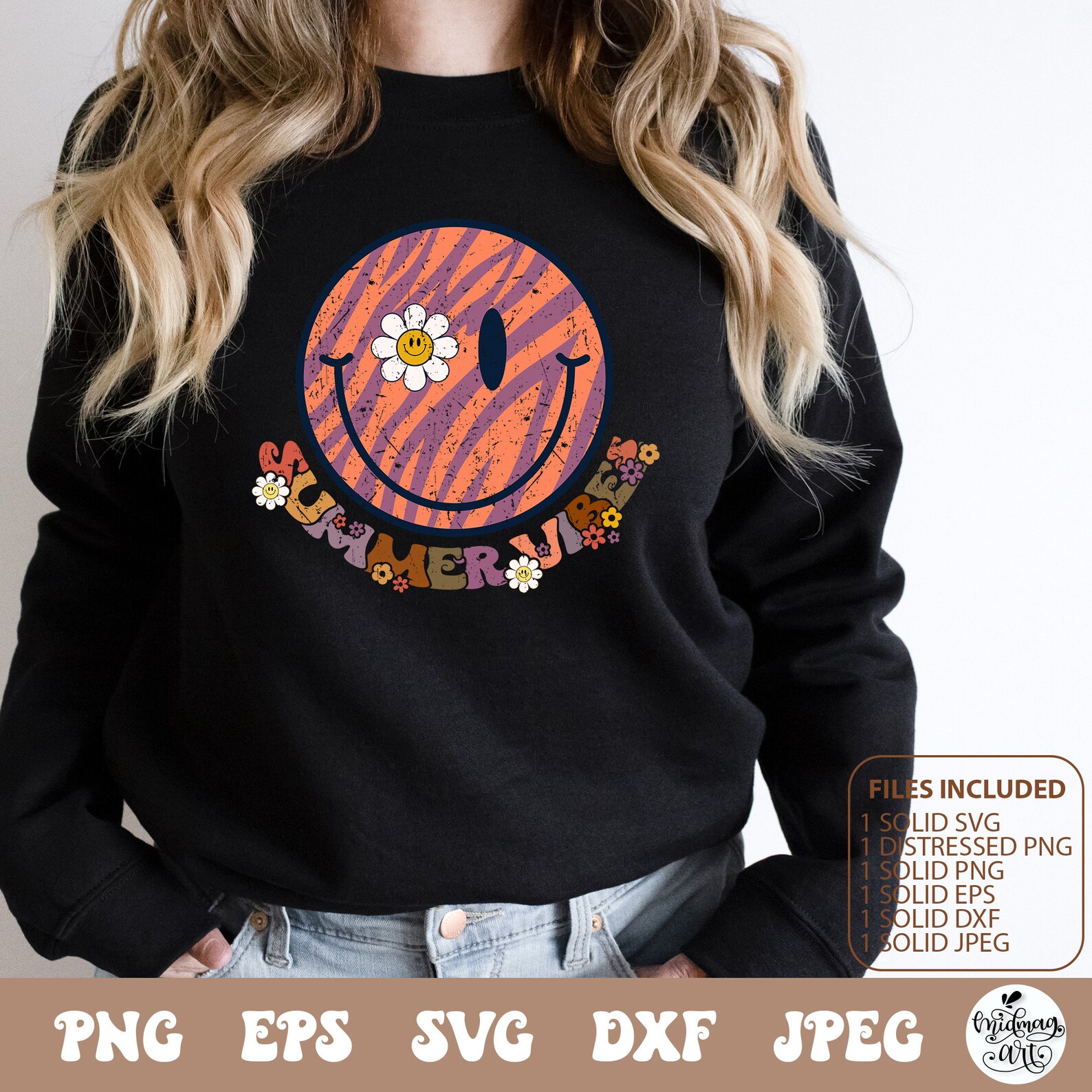 Retro Summer Vibes Smiley Face With Daisy Svg Png Sublimation ...