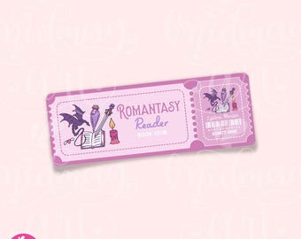 Romantasy reader Book Club Png, Ticket Bookmark PNG, Cute Trendy Aesthetic Romance Book Reader Printable Bookmark Design, Commercial Use