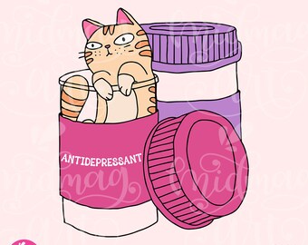 Png antidepressivo, questioni di salute mentale, design carino per camicie, adesivi, borse, tazze e altro per uso commerciale