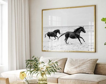 Two Horses Running on the Seashore Wall Art Print - Seashore Gallop - Horse Print Set, Printable Wall Art Download
