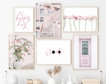 Gallery Wall Set - Pink Aesthetic 6-Piece Serene Wall Art Collection Digital Prints, Instant Download Art Bundle- 6-Piece Serene Wall Art