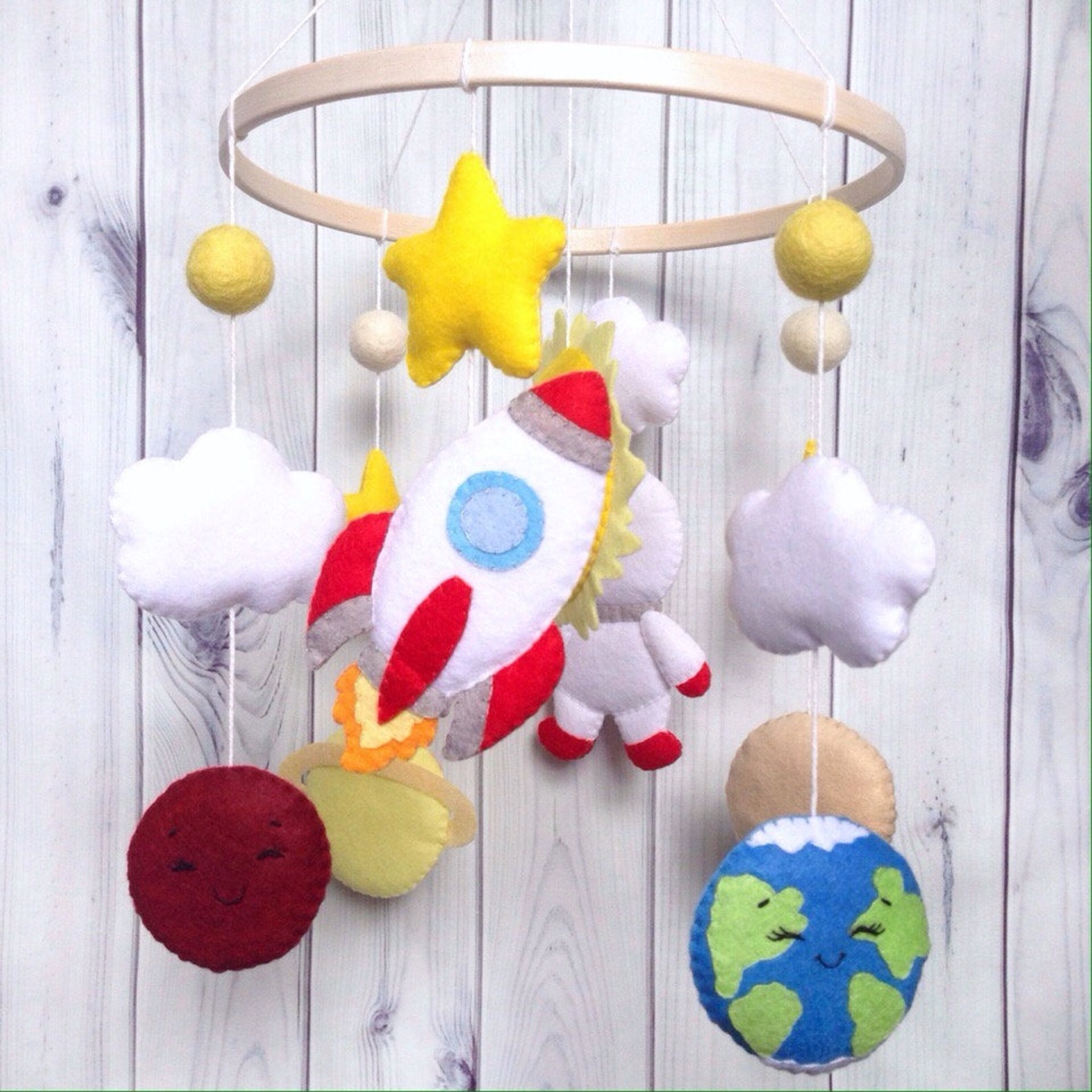 Space Baby Mobile Solar System Mobile Girl Astronaut Rocket Etsy