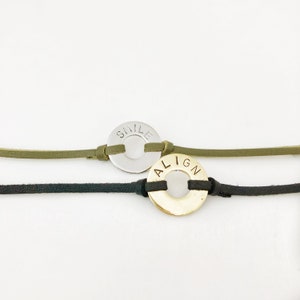 Custom Word bracelet | Stamped bracelet |  Adjustable bracelet | Washer stamped word | Wear your WORD | Hand stamped bracelet|Vegan leather