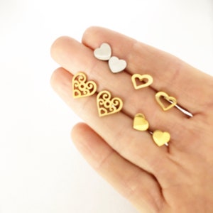 Mini Heart stud | gold plated earrings  | Gift for her | Tiny Heart studs | Love earrings | Hugging earrings | Hypoallergenic studs