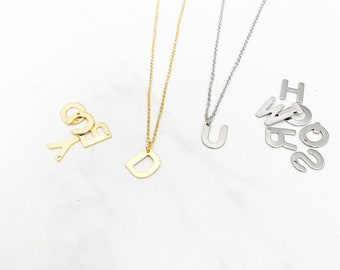 Monogram Necklace: 14k Gold Filled Initial Charm, Personalized Letter