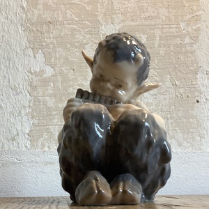 Faun Porcelain Figure Pan Flute Royal Copenhagen Vintage
