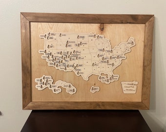 US National Park Map wooden map gift for hikers campers wedding gift