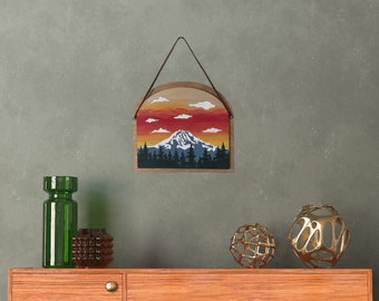 Sunset at Mt. Rainier Paint by Numbers Kit | Wooden paint kit for artwork