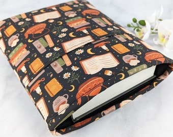 Padded book sleeve - Maxi book sleeve - Padded book cover - Book sleeve with pocket - Large book sleeve - Celestial book sleeve - Chamomile