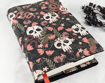Adjustable book cover - Fabric book cover - Witchy book sleeve - Fabric book sleeve - Celestial book jacket - Victorian Garden
