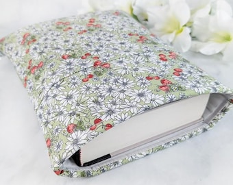 Book sleeve - Floral book sleeve - Neutral book sleeve - Book sleeve with pocket - Gift for reader - Botanical book sleeve - Subtle floral