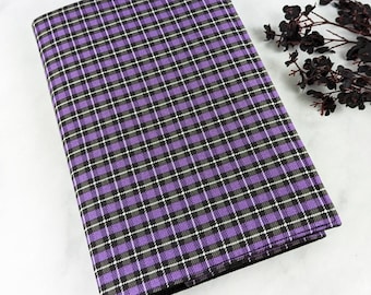 Adjustable book cover - Fabric book cover - Halloween book sleeve - Halloween book cover - Purple plaid book cover - Halloween bookworm gift