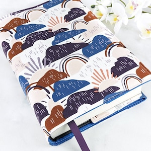 Adjustable book cover - Fabric book cover - Fabric book sleeve - Adjustable book sleeve - Paperback cover - Whimsical book cover - Bookworm