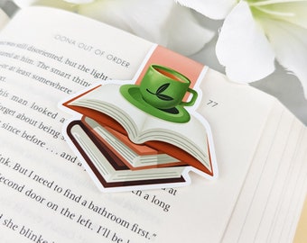 Magnetic bookmark - Tea magnetic bookmark - Coffee bookmark - Bookworm gift - Tea lover gift - Coffee lover gift Avid reader - Ready To Ship