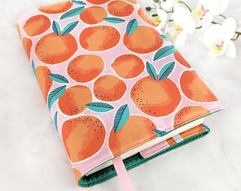 Adjustable book cover - Fabric book cover - Orange book cover - Fabric book sleeve - Adjustable book sleeve - Gift for bookworm - Oranges