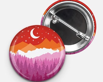 Lesbian pinback button - 1.75" button - WLW button - Subtle pride button - Sunset lesbian flag