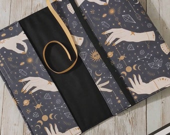 TIKTOK book cover - Adjustable book cover - Fabric book cover - Moon book sleeve - Fabric book sleeve - Celestial book jacket