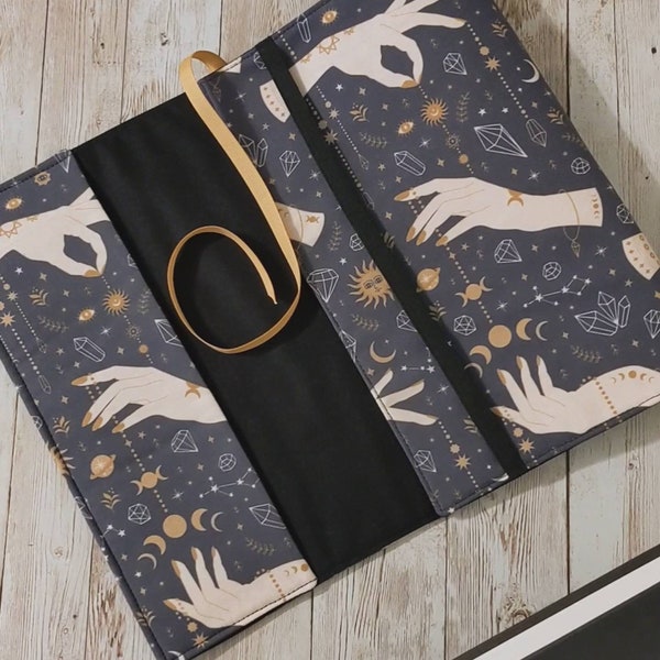 TIKTOK book cover - Adjustable book cover - Fabric book cover - Moon book sleeve - Fabric book sleeve - Celestial book jacket