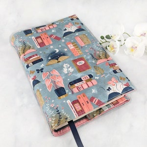 Adjustable book cover Fabric book cover Adjustable book jacket Fabric book sleeve Celestial book jacket Magical books image 5