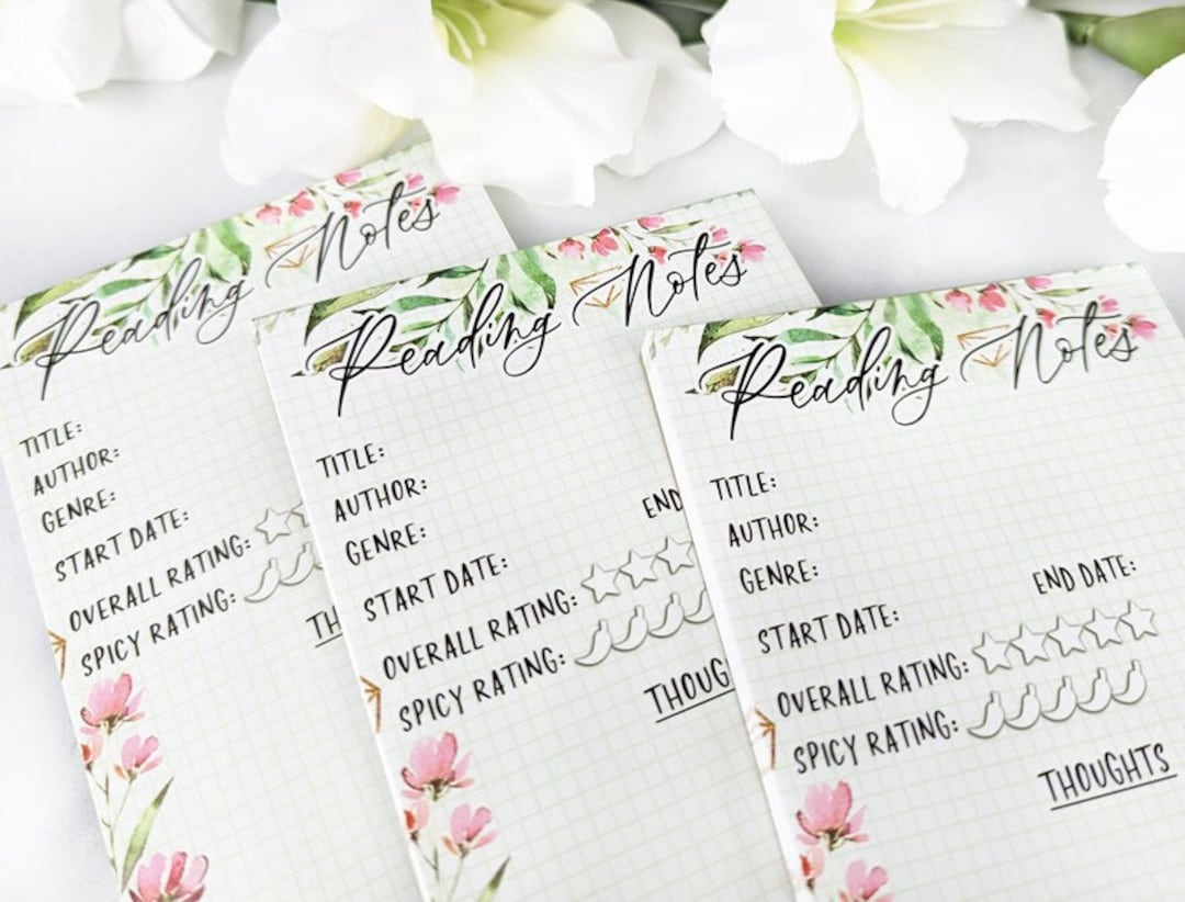 Reading Notes Notepad Book Review Notepad Reading Journal Sheets Gift