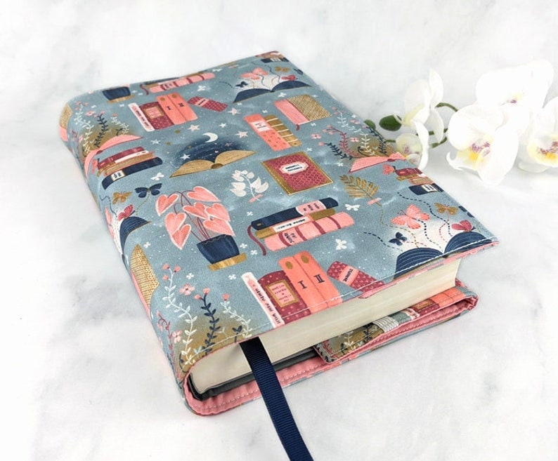 Adjustable book cover Fabric book cover Adjustable book jacket Fabric book sleeve Celestial book jacket Magical books image 4