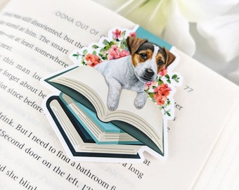 Magnetic bookmark - Dog magnetic bookmark - Gift for bookworm - Gift for dog lover - Bookish dog -  Jack Russell bookmark - Ready To Ship