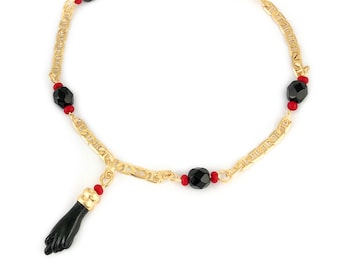 All-Sizes Unisex 14k Gold Filled Azabache Bracelet Pulsera para el Mal de Ojo Evil Eye Protection