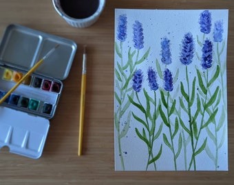 Whimsical lavender - original watercolour painting