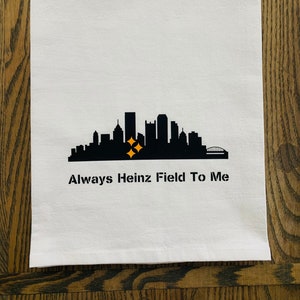 Heinz Field Pittsburgh Skyline Steelers Tea Towel, Black and Gold, Steelers Fan, City of Pittsburgh, Steelers Gift, Pittsburgh Decor, Yinz