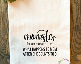 Momster Definition Funny Tea Towel for Moms