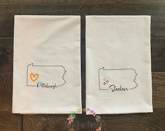 Personalized Pennsylvania State Tea Towel | Pittsburgh Kitchen Towel | Steelers Inspired Gift