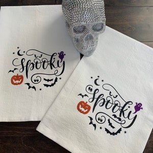 Spooky Halloween Tea Towels with GLOW in the Dark Option and GLITTER Accents