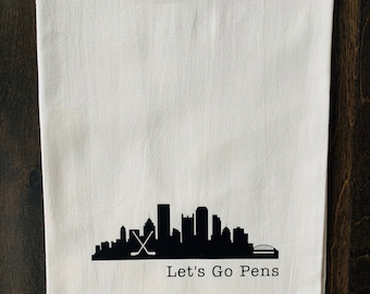 Pittsburgh Penguins Hockey Tea Towel, Downtown Pittsburgh Skyline