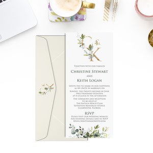 Watercolor Greenery Wedding Invitation, Nature Invitation, Foliage Invitation, Printable Invitation image 1
