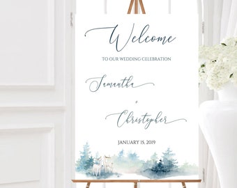 Wedding Welcome Sign, Winter Wedding Sign, Wedding Signage, Custom Welcome Sign, Personalized Sign, Large Welcome Sign, Digital Download